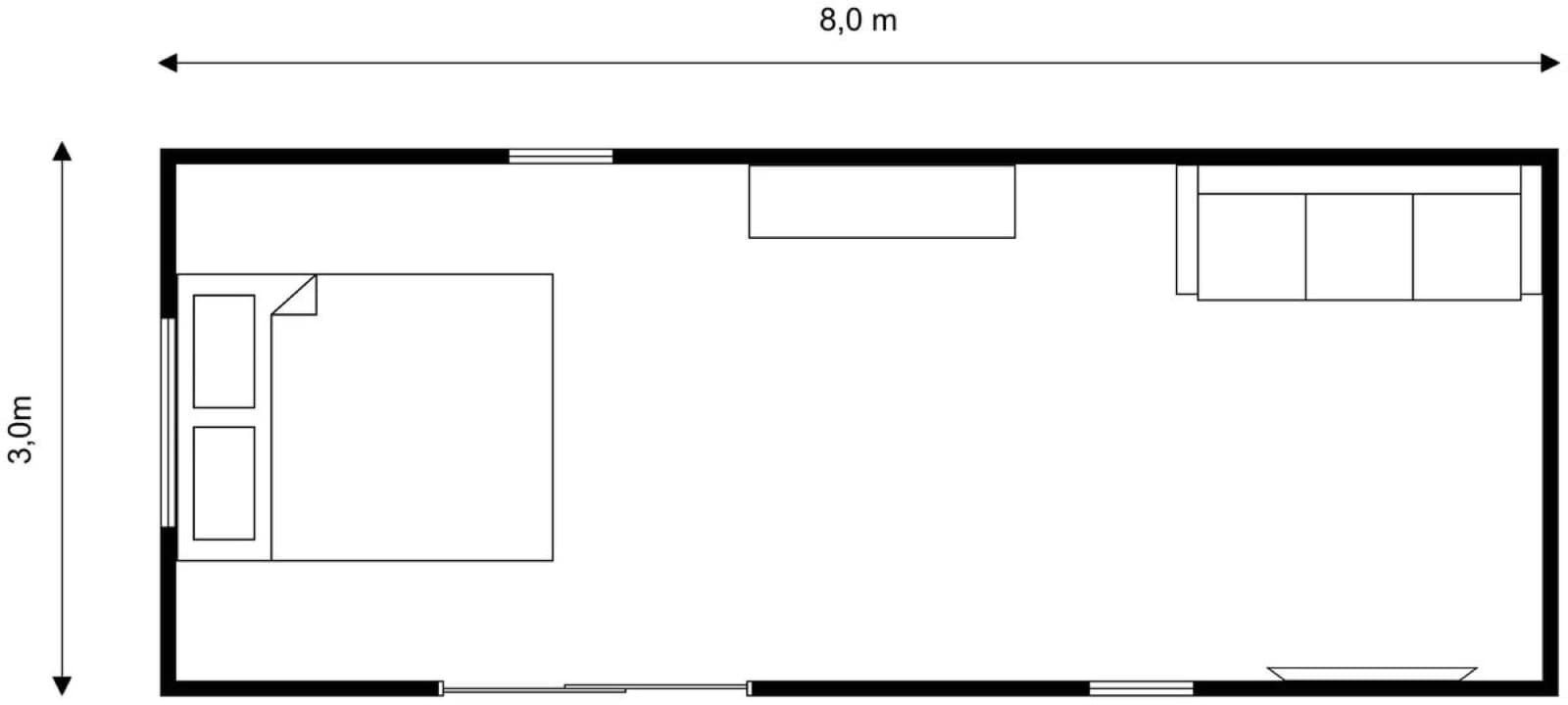 8×3 Twin Cabin floor plan